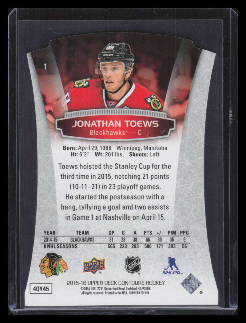 2015-16 Upper Deck Contours Red 1 Jonathan Toews 82/99