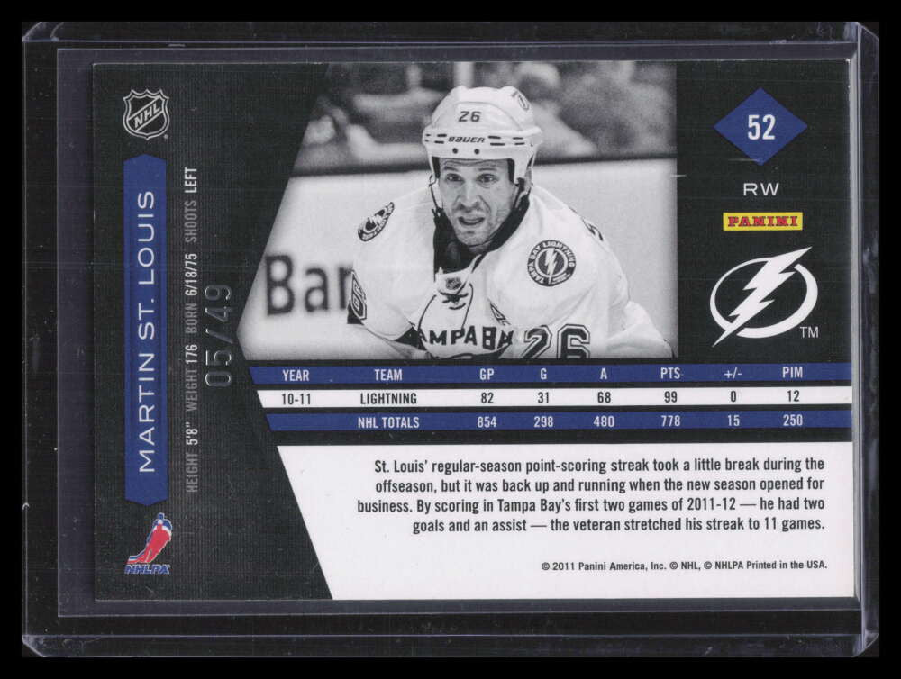 2011-12 Limited Ruby Spotlight 52 Martin St. Louis 5/49