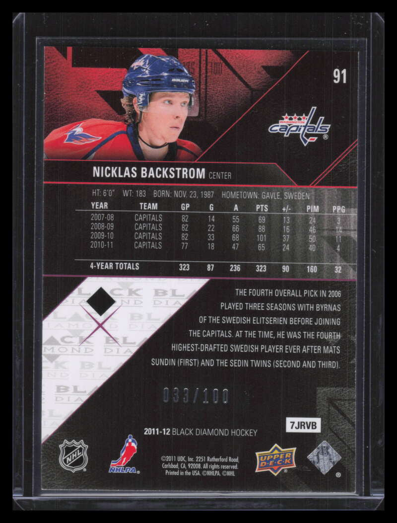 2011-12 Black Diamond Ruby 91 Nicklas Backstrom 33/100