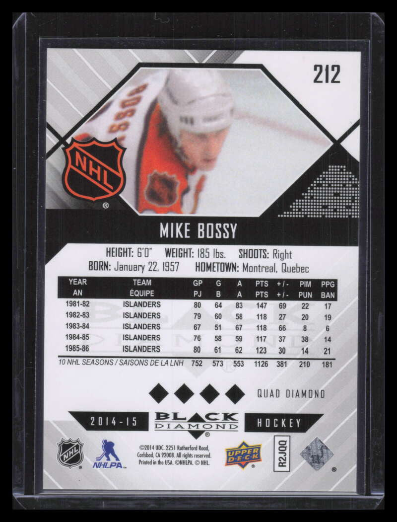 2014-15 Black Diamond Orange 212 Mike Bossy AS All-Star Game