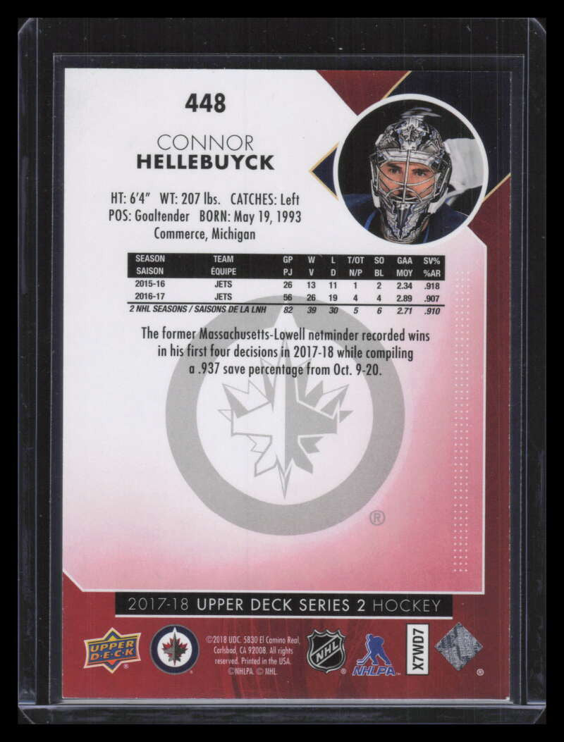 2017-18 Upper Deck Exclusives 448 Connor Hellebuyck 42/100