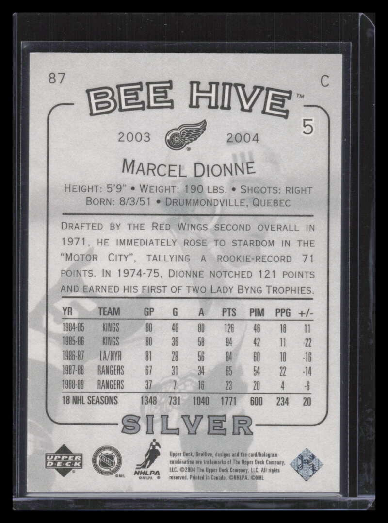 2003-04 Beehive Silver 87 Marcel Dionne 41/67