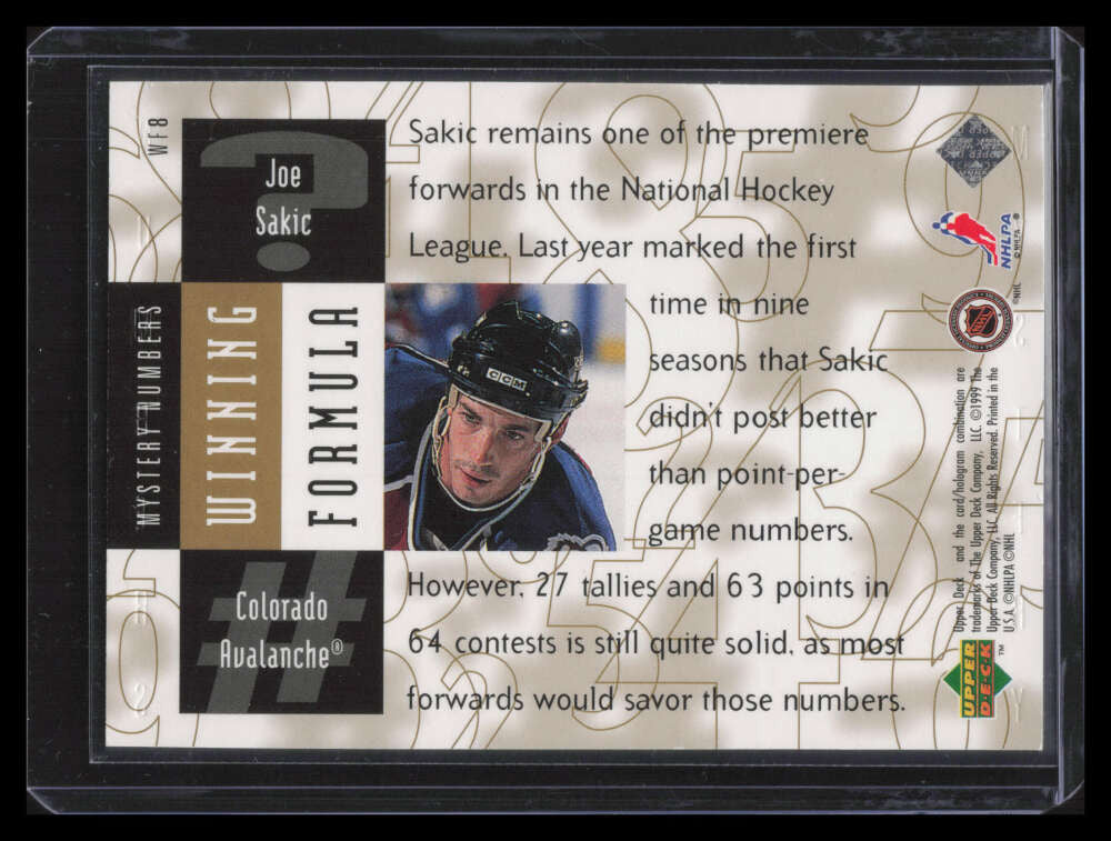 1998-99 Black Diamond Winning Formula Gold wf8 Joe Sakic 502/1350