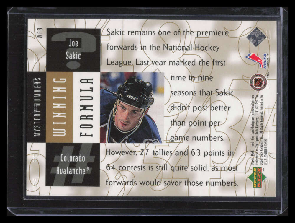 1998-99 Black Diamond Winning Formula Gold wf8 Joe Sakic 875/1350