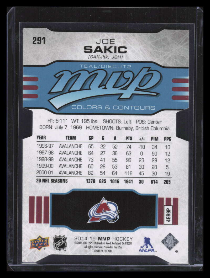 2014-15 Upper Deck MVP Colors and Contours 291 Joe Sakic t2