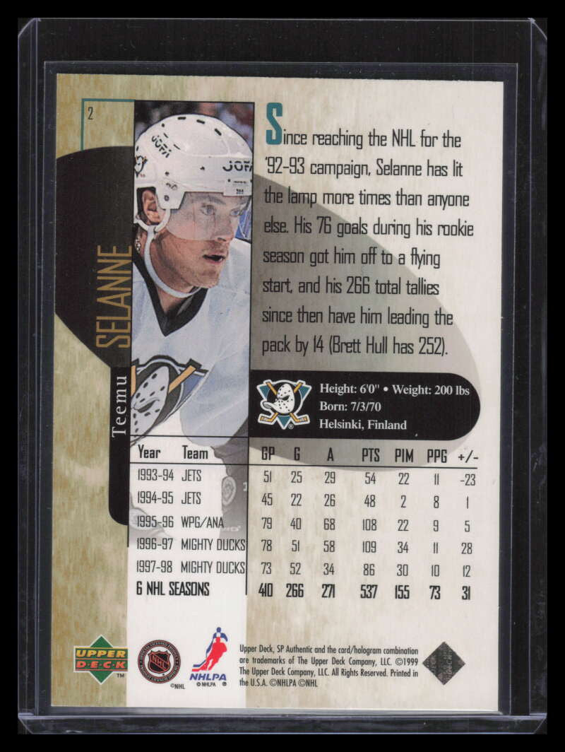1998-99 SP Authentic Power Shift 2 Teemu Selanne 191/500