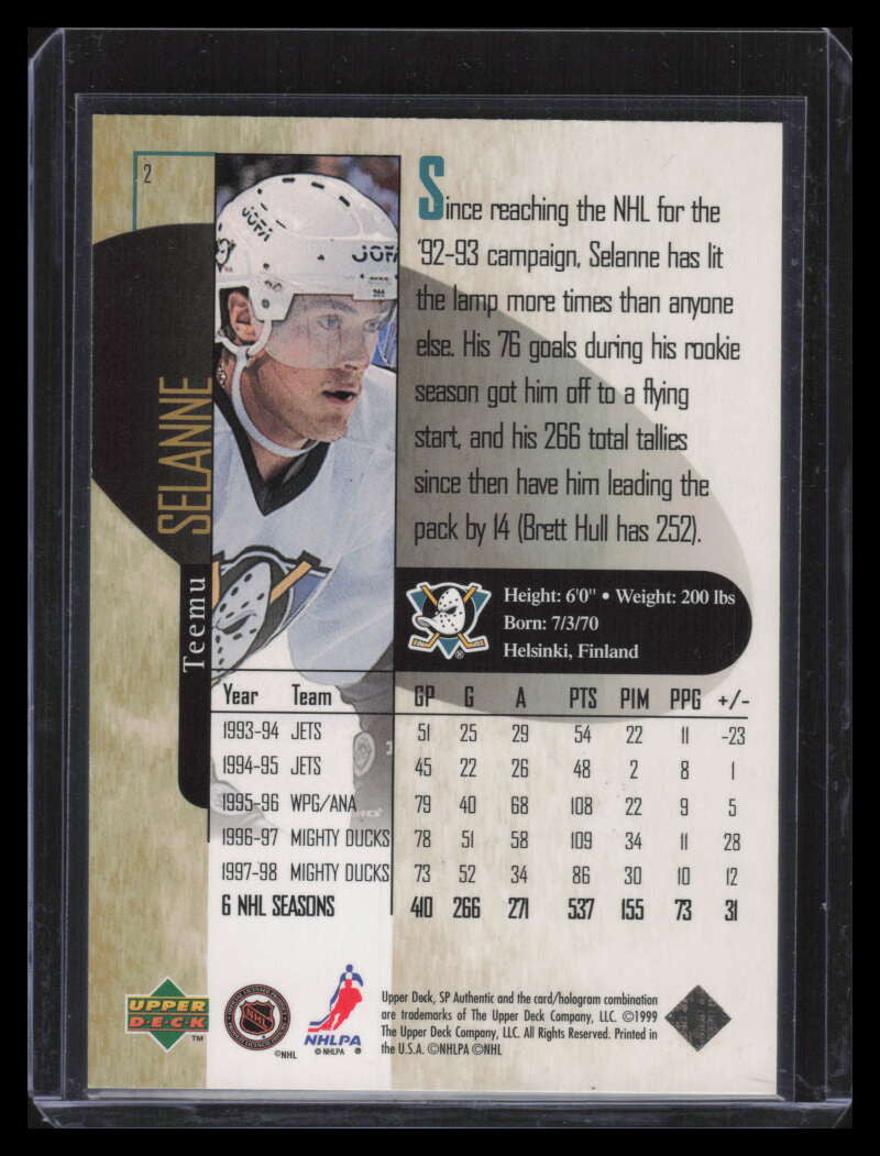 1998-99 SP Authentic Power Shift 2 Teemu Selanne 197/500