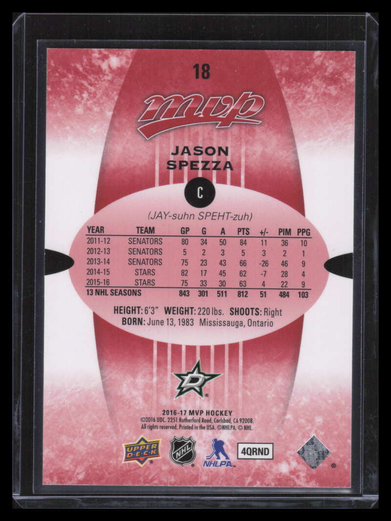 2016-17 Upper Deck MVP Super Script 18 Jason Spezza 4/25