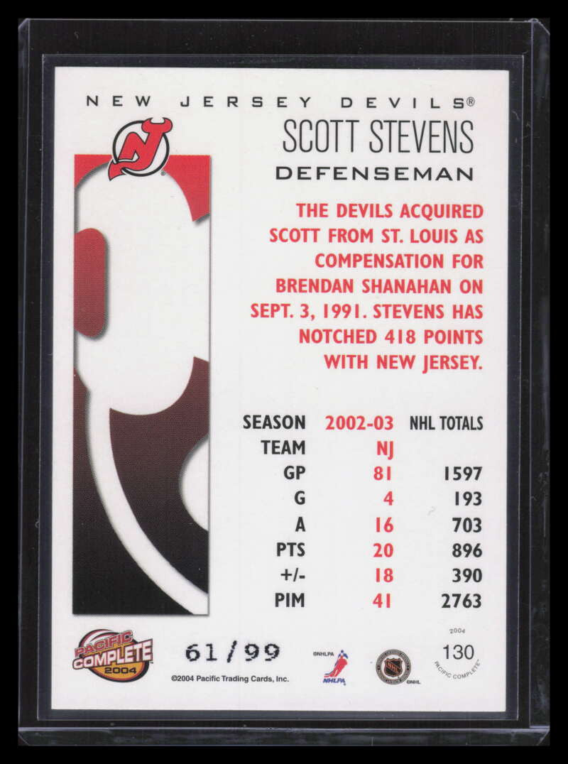 2003-04 Pacific Complete Red 130 Scott Stevens 61/99