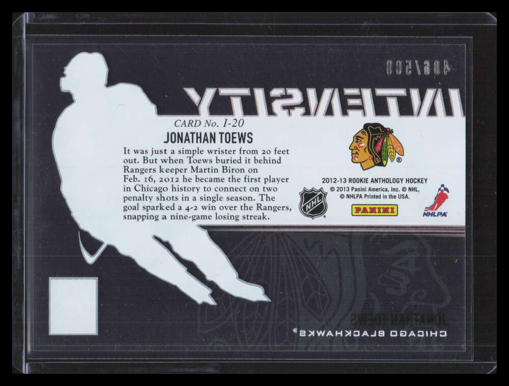 2012-13 Elite Intensity 20 Jonathan Toews 406/500