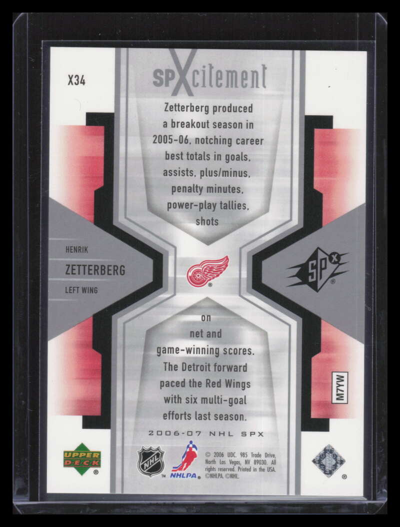 2006-07 SPx Spxcitement Spectrum x34 Henrik Zetterberg 46/99