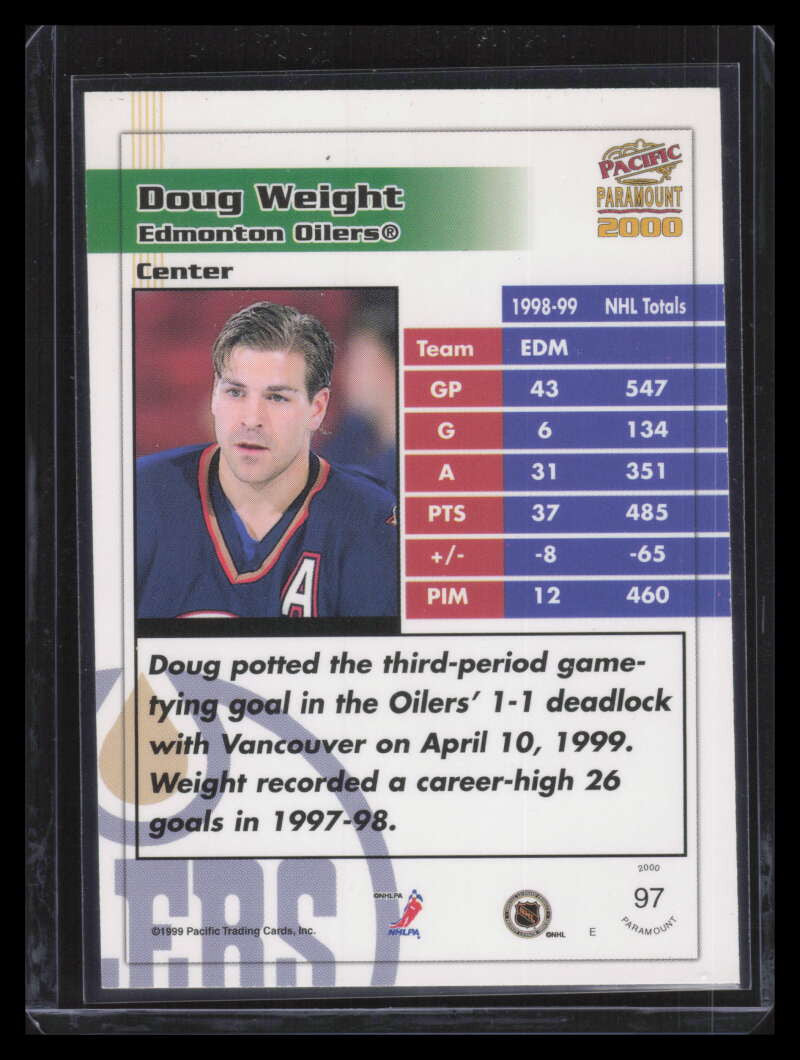 1999-00 Paramount Holographic Silver 97 Doug Weight 53/99