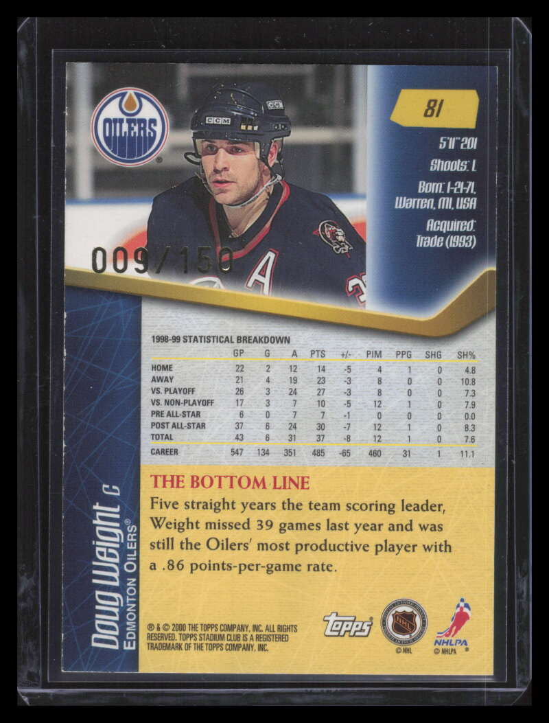 1999-00 Stadium Club One of a Kind 81 Doug Weight 9/150