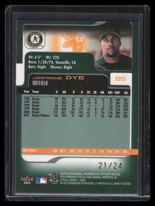 2002 Fleer Focus JE Jersey Parallel 85 Jermaine Dye 21/24