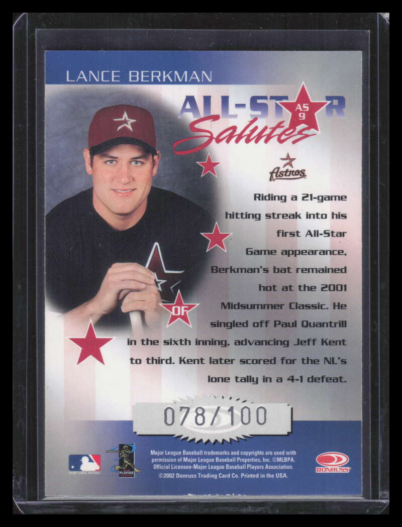 2002 Donruss Elite All-Star Salutes Century 9 Lance Berkman 78/100