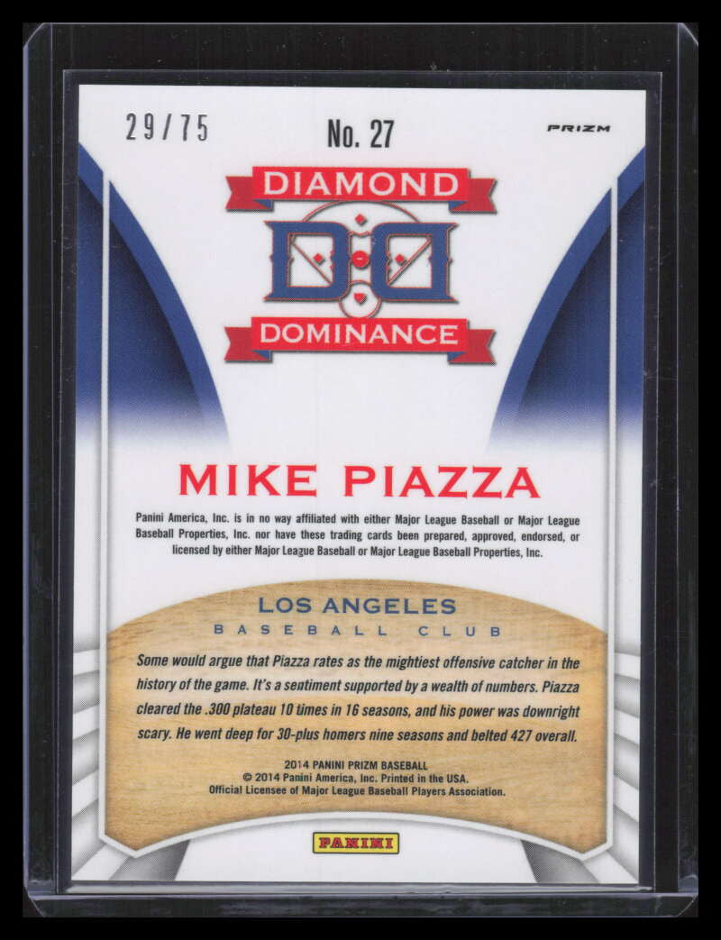 2014 Panini Prizm Diamond Dominance Prizms Blue Mojo 27 Mike Piazza 29/75
