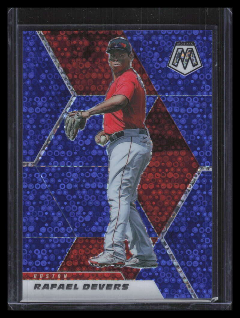 2021 Panini Mosaic Mosaic Quick Pitch Blue Refractor 66 Rafael Devers 37/85