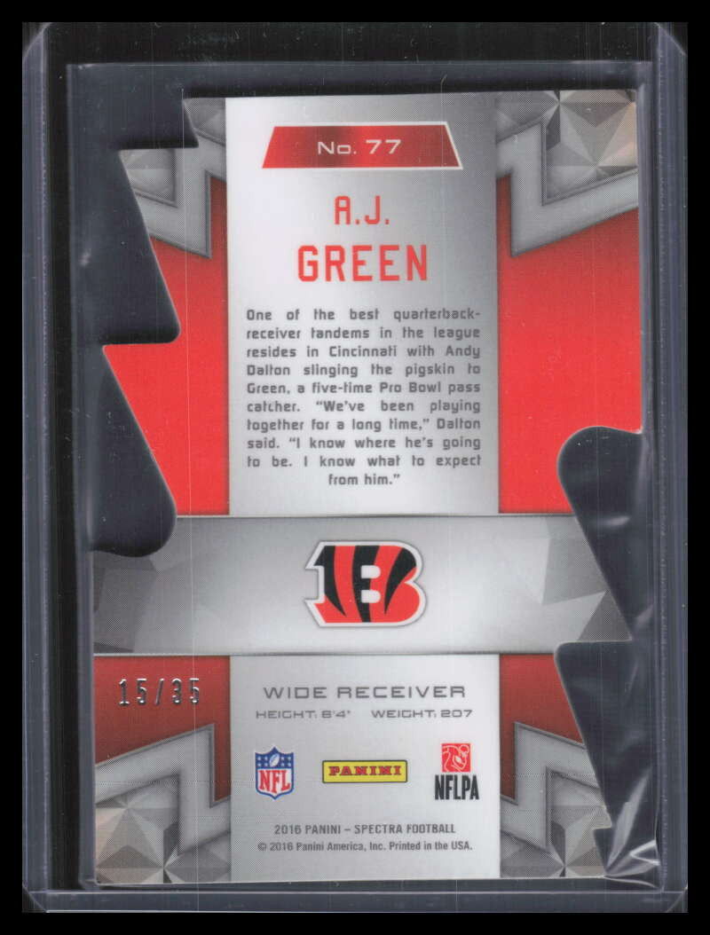 SOLD 179261 2016 Panini Spectra Neon Blue Die Cut 77 A. J. Green 15/35