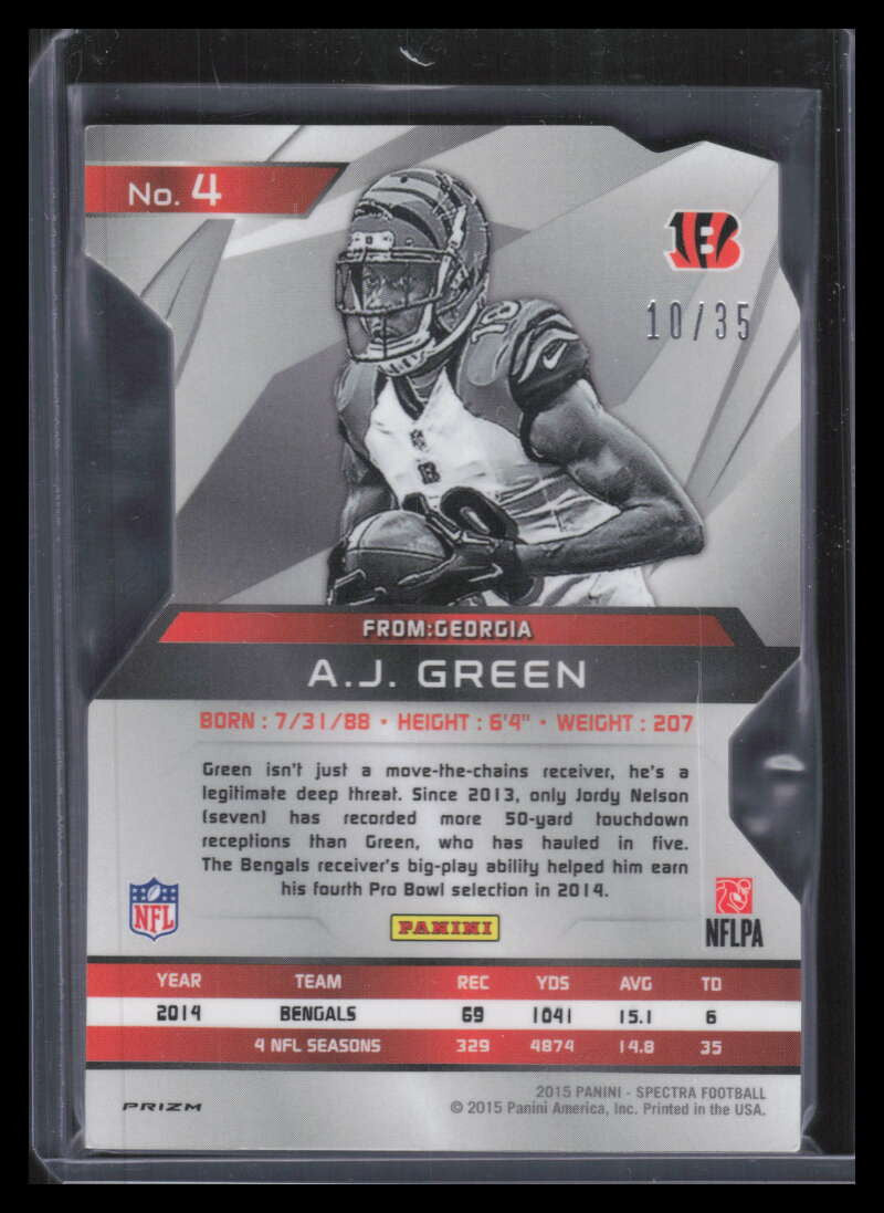 2015 Panini Spectra Neon Blue Die Cut 4 A. J. Green 10/35