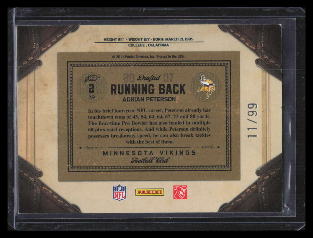 2011 Timeless Treasures Silver 2 Adrian Peterson 11/99