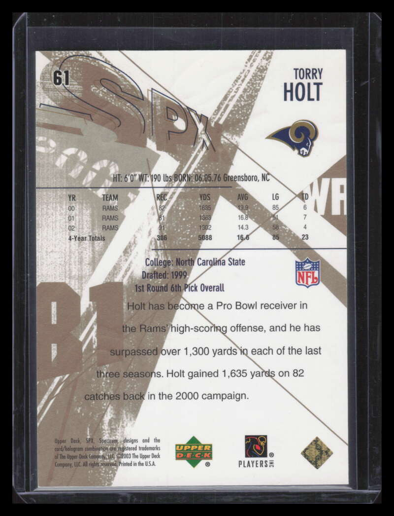 2003 SPx Spectrum 61 Torry Holt 34/50