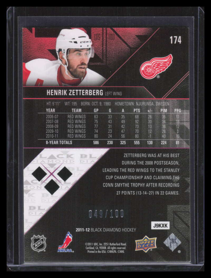 2011-12 Black Diamond Ruby 174 Henrik Zetterberg 49/100