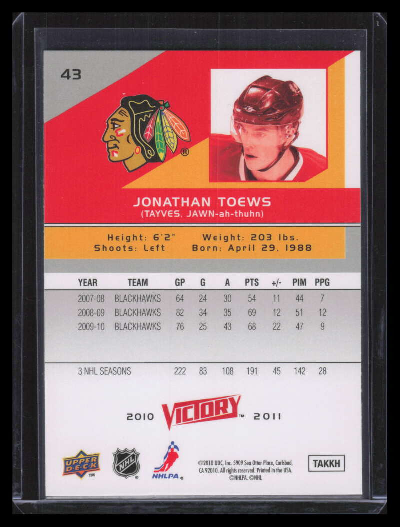 2010-11 Upper Deck Victory Red 43 Jonathan Toews