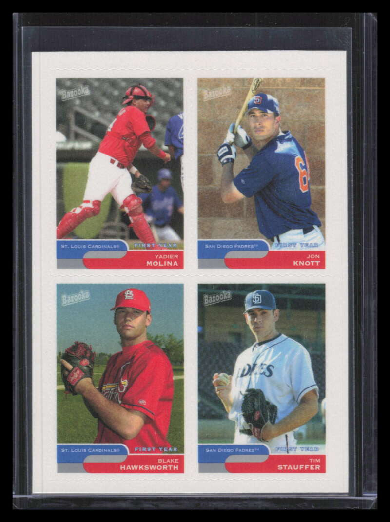2004 Bazooka 4 on 1 Sticker 40 Stauffer Knott Hawksworth Yadier Molina RC 154542