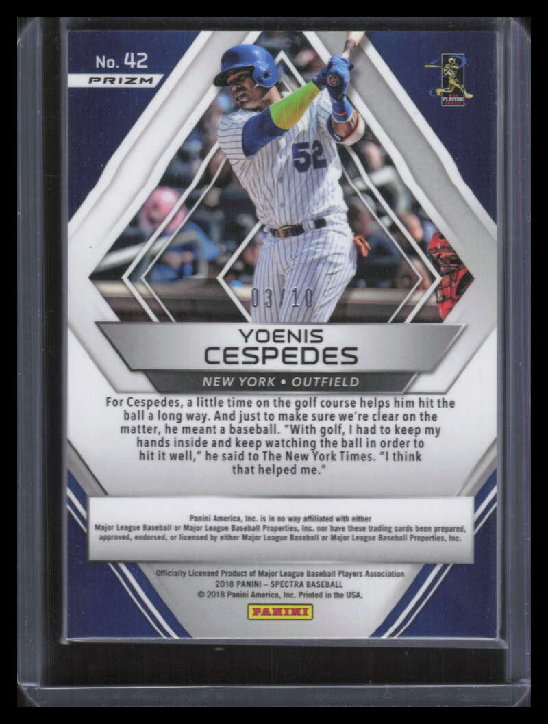 2018 Panini Spectra Gold Pulsar Refractor 42 Yoenis Cespedes 3/10