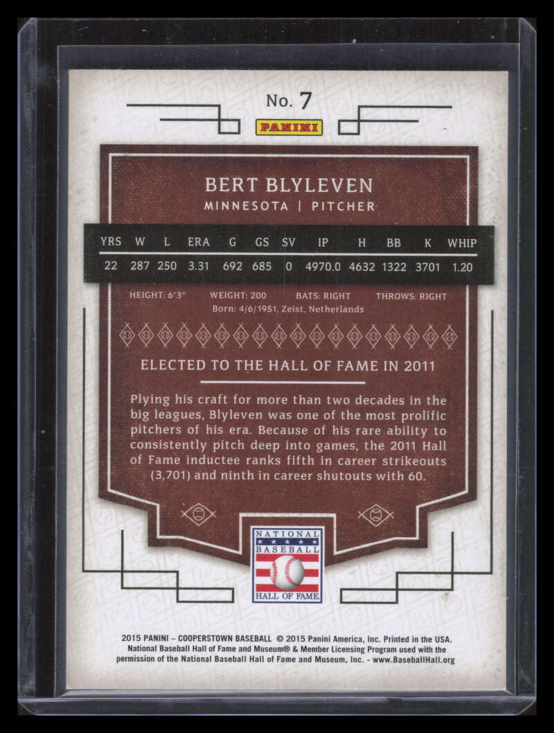 2015 Panini Cooperstown HOF Induction Green 7 Bert Blyleven 6/10