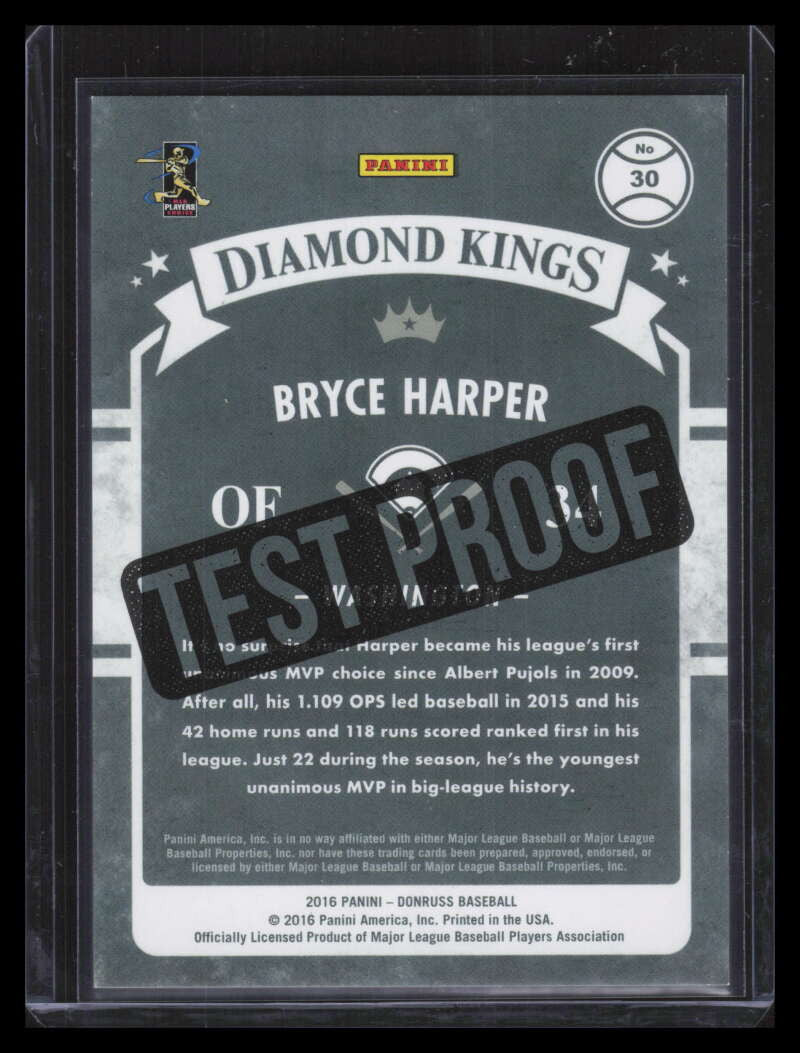 2016 Donruss Test Proof Cyan 30 Bryce Harper DK 48/49 Diamond Kings