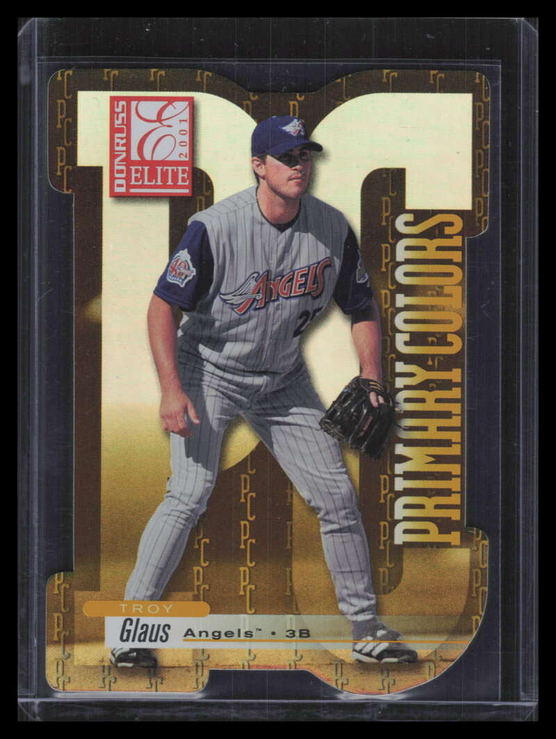 2001 Donruss Elite Primary Colors Yellow Die Cut pc6 Troy Glaus 38/75