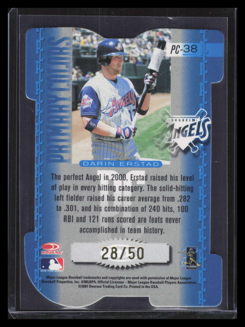 2001 Donruss Elite Primary Colors Blue Die Cut pc38 Darin Erstad 28/50