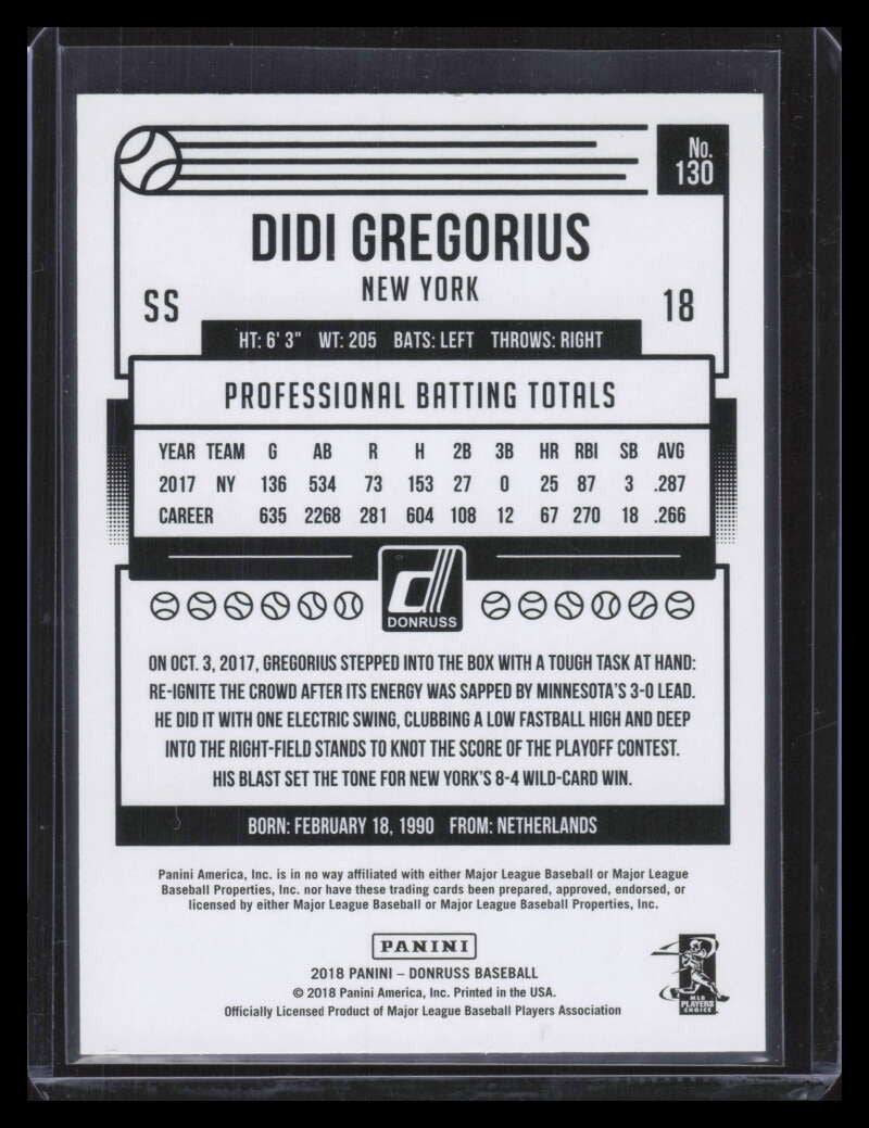 2018 Donruss Press Proof 130 Didi Gregorius 4/5