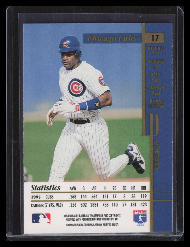1996 Leaf Preferred Press Proofs 17 Sammy Sosa /500
