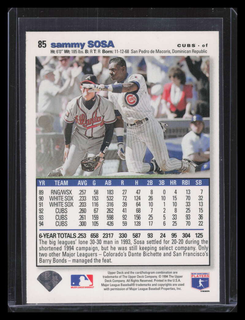 1995 Collector's Choice SE Gold Signature 85 Sammy Sosa ID: 179388