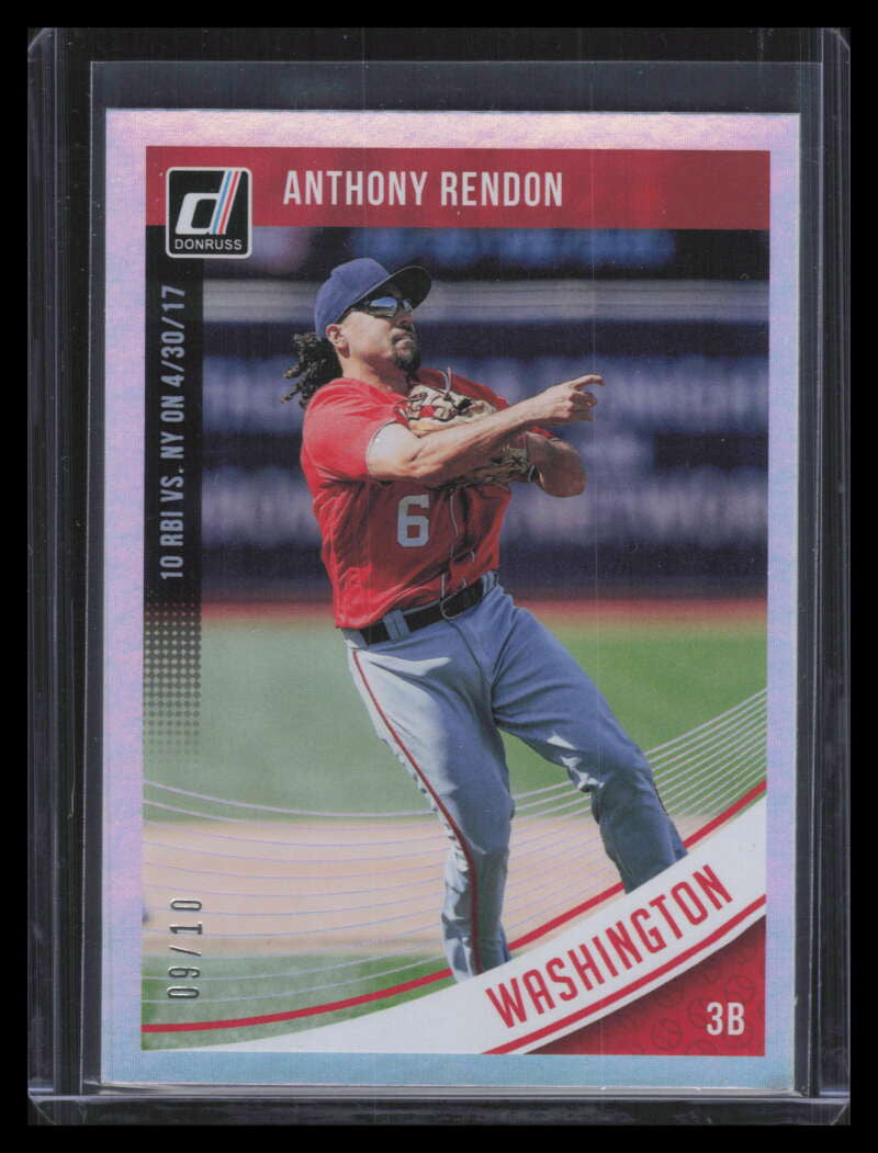 2018 Donruss Game Day Stat Line 58 Anthony Rendon 9/10