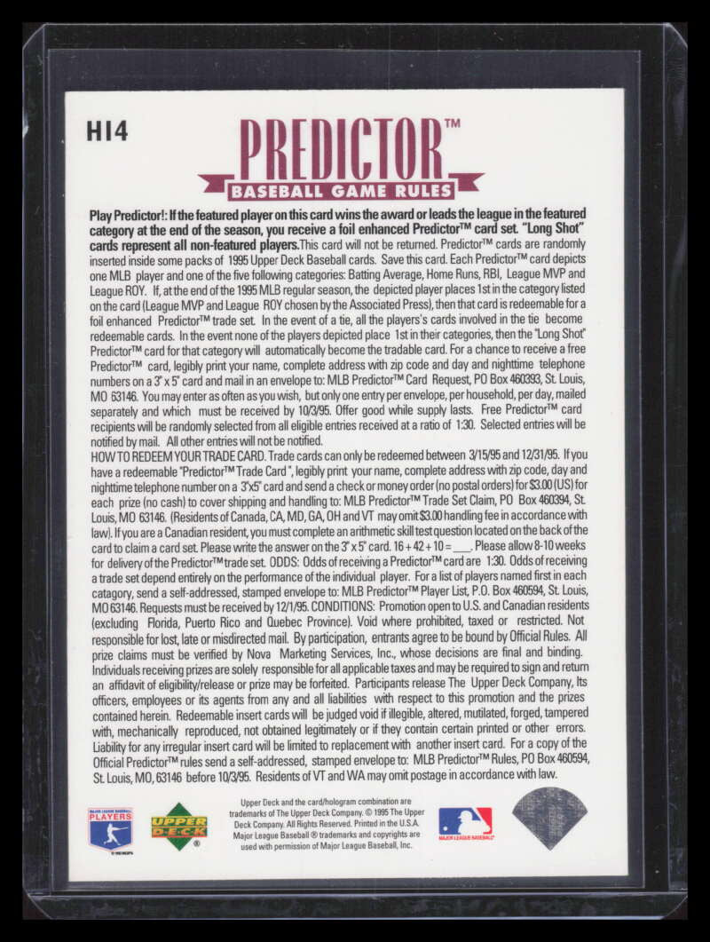 1995 Upper Deck Predictor Award Winners h14 Derek Jeter 154633