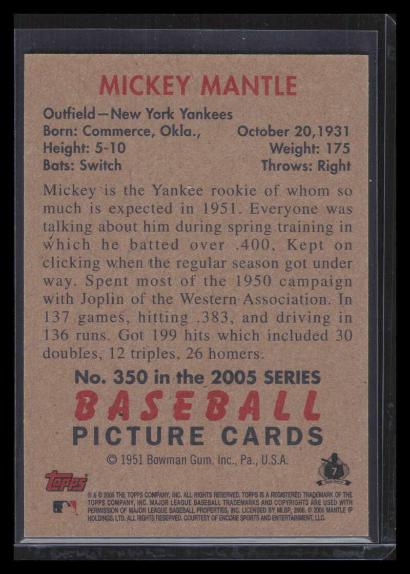 2005 Bowman Heritage 350 Mickey Mantle 154654