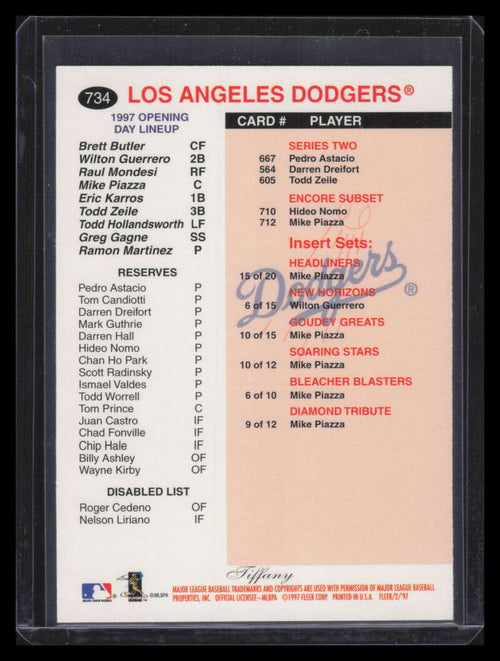 1997 Fleer Tiffany 734 Mike Piazza CL Checklist