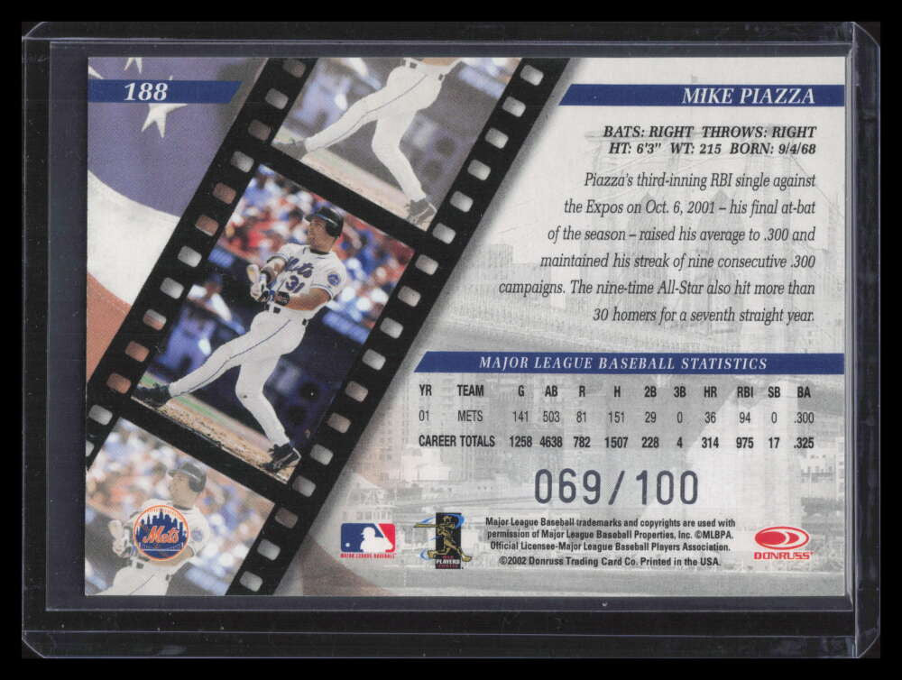 2002 Studio Proofs 188 Mike Piazza 69/100