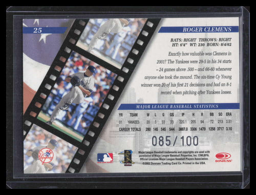 2002 Studio Proofs 25 Roger Clemens 85/100