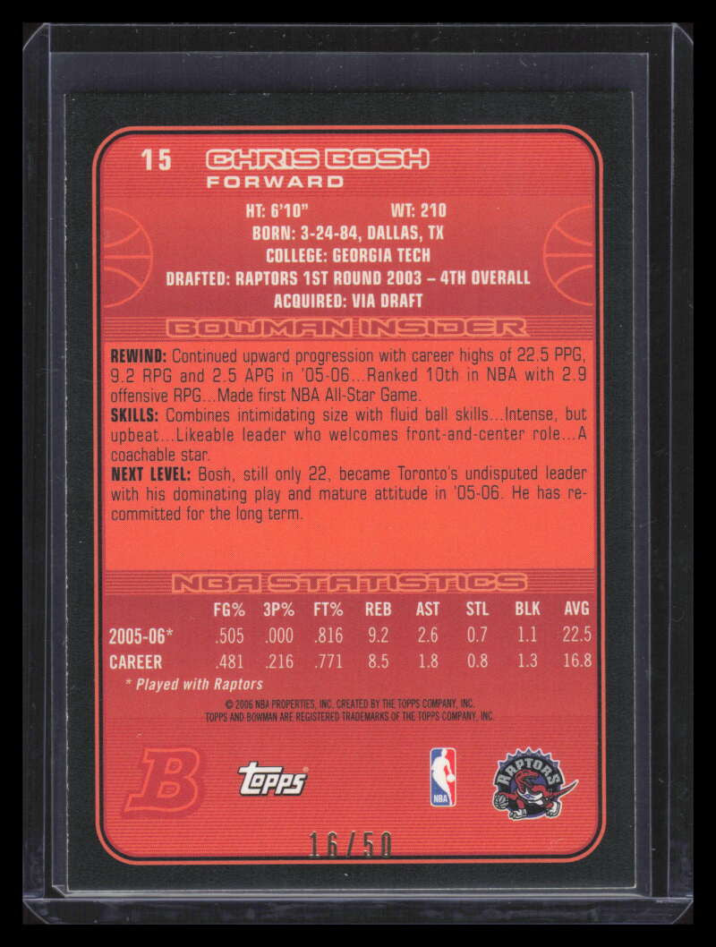 2006-07 Bowman Bronze 15 Chris Bosh 16/50