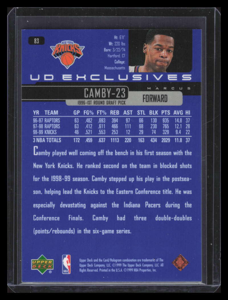 1999-00 Upper Deck Bronze 83 Marcus Camby 69/100