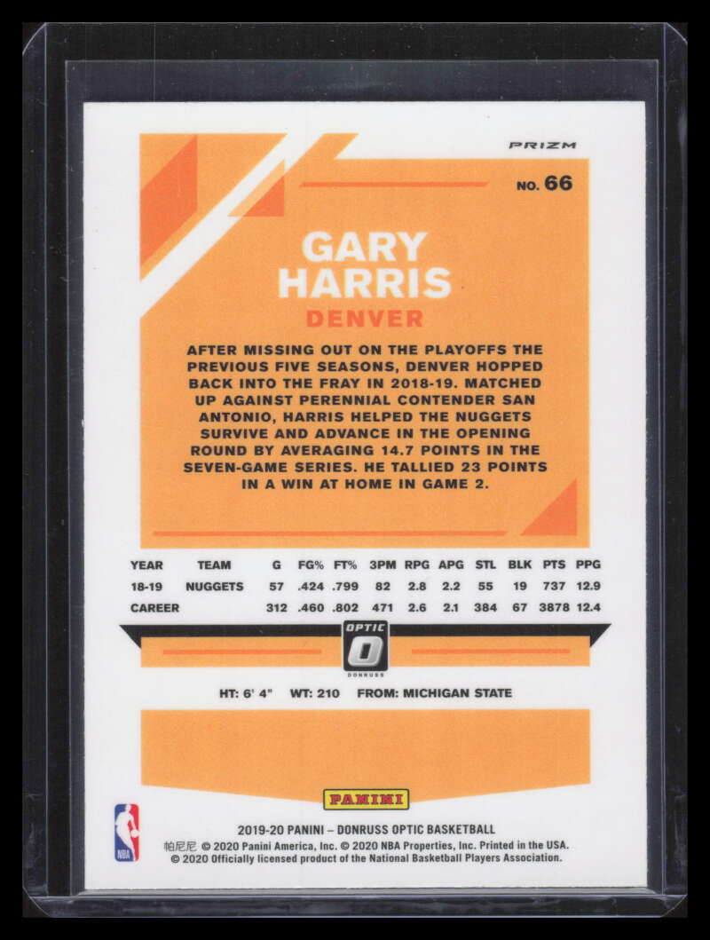 2019-20 Donruss Optic Choice Dragon Refractor 66 Gary Harris