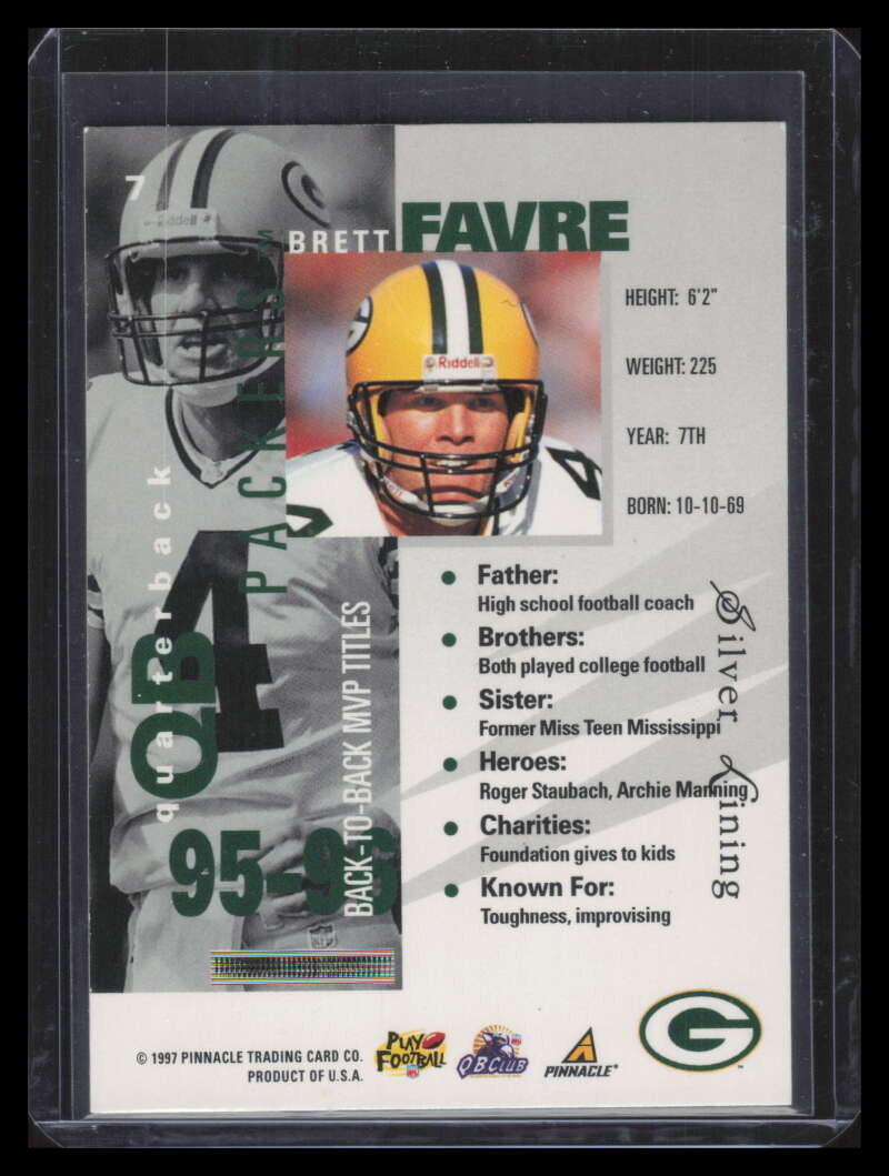 1997 Pinnacle Inside Silver Lining 7 Brett Favre