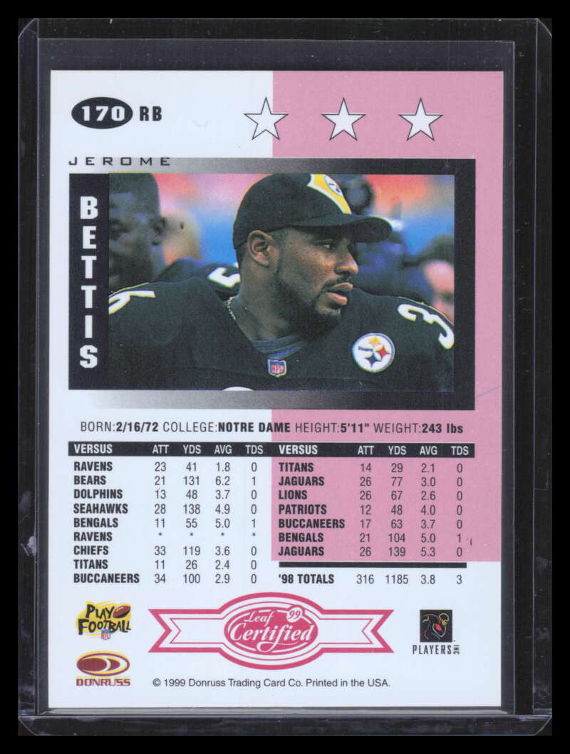 1999 Leaf Certified Mirror Red 170 Jerome Bettis