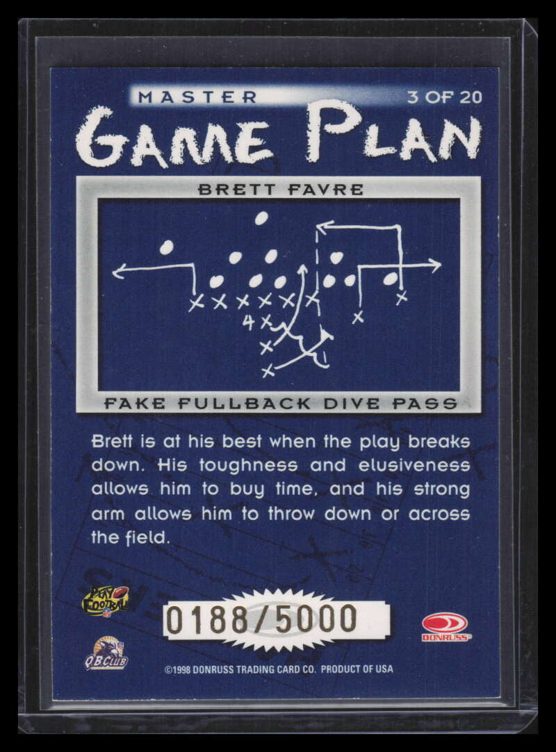 1998 Leaf Rookies and Stars Game Plan Masters 3 Brett Favre 188/500