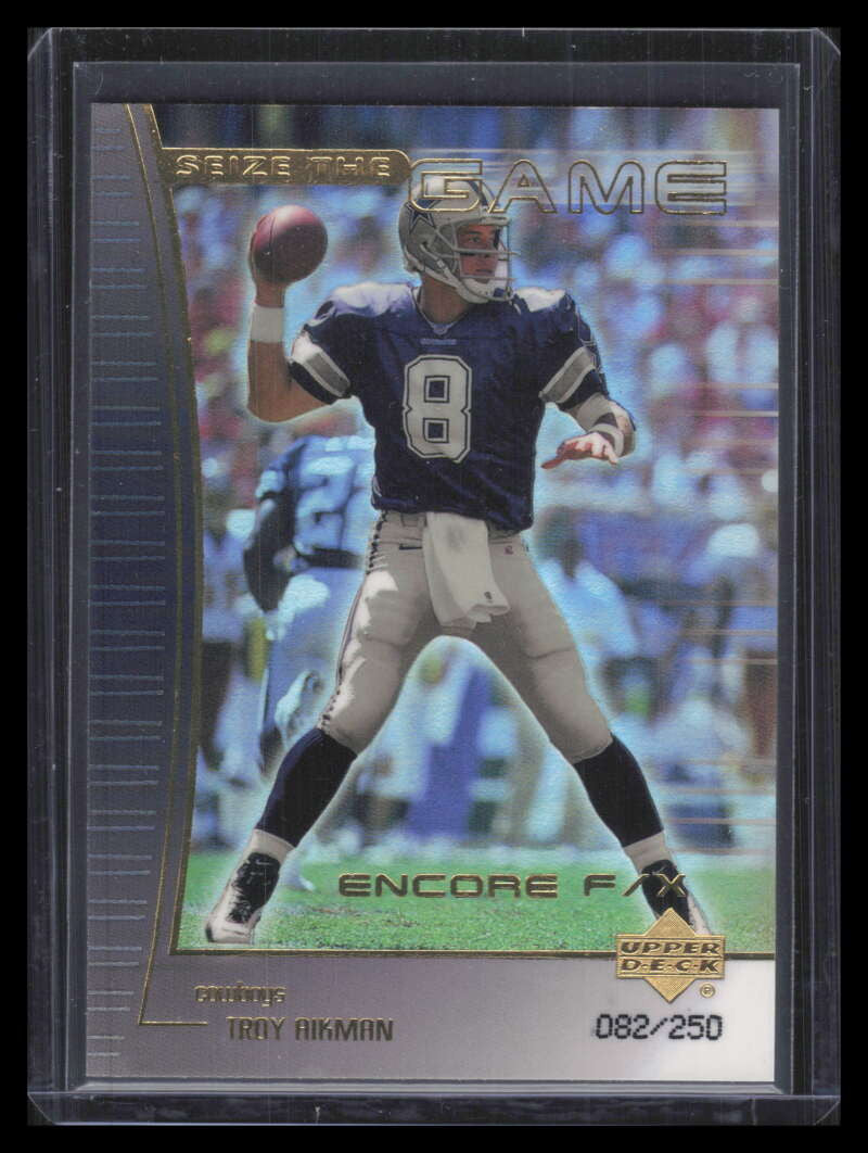 1999 Upper Deck Encore Seize the Game F/X Gold sg23 Troy Aikman 82/250