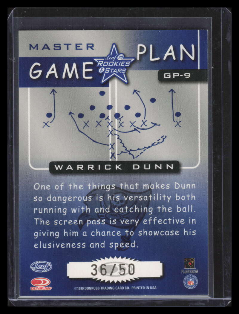 SOLD 179503 1999 Leaf Rookies and Stars Game Plan Masters gp9 Warrick Dunn 36/50